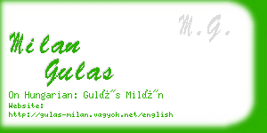 milan gulas business card